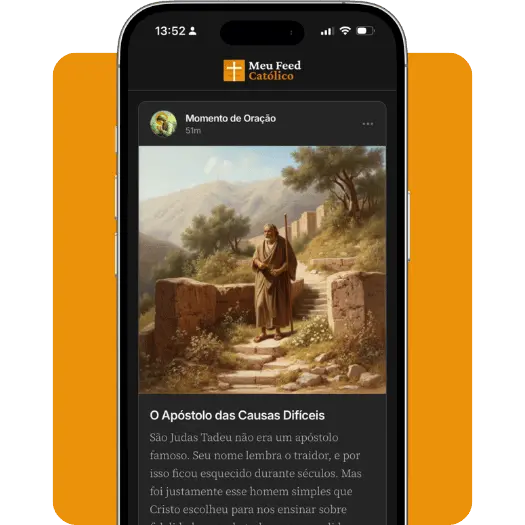 Interface do app mostrando o feed católico