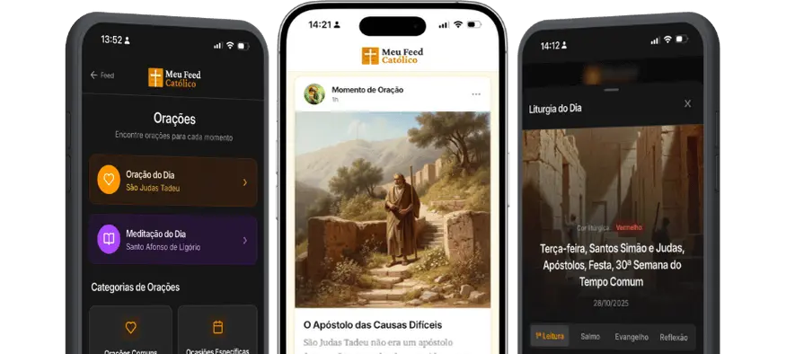 Screenshot do Meu Feed Católico mostrando o Santo do Dia